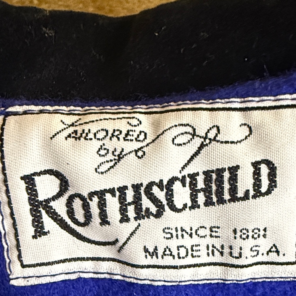 Vintage Rothschild Blue Pea Coat with Black Velvet Accents wool blend - Picture 6 of 11
